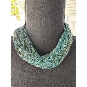 Cara New York Green Yellow Gold Tone Layered 5 Chain Statement Necklace 18" NEW